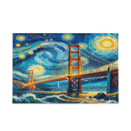 Golden Gate Bridge Sternennacht-Puzzles Puzzle mit Buchstaben auf der Rückseite, 500 Teile Puzzle für Familie, 50,5 x 37,8 cm Golden Gate Bridge Sternennacht-Puzzles Puzzle mit Buchstaben auf der Rückseite, 500 Teile Puzzle für Familie, 50,5 x 37,8 cm von RPLIFE