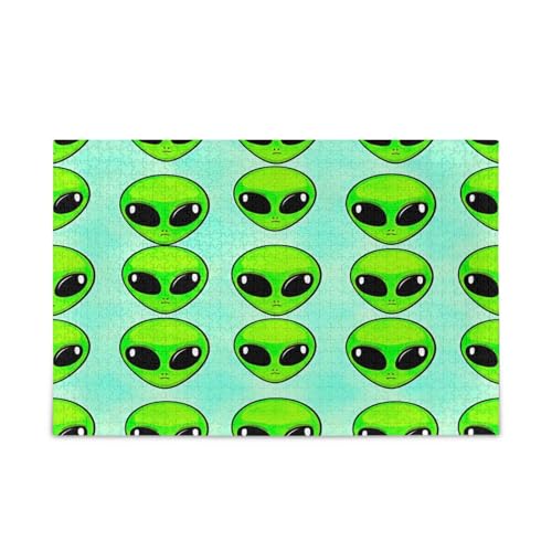 Grüne Alienköpfe, Holz-Puzzle, einzigartige Puzzles für Erwachsene, 500 Teile, Puzzle für Erwachsene, 50,5 x 37,8 cm Grüne Alienköpfe, Holz-Puzzle, einzigartige Puzzles für Erwachsene, 500 Teile, Puzzle für Erwachsene, 50,5 x 37,8 cm von RPLIFE