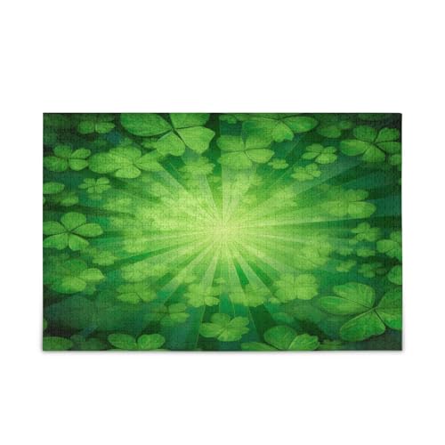 Grüne St. Patrick's Day Kleeblätter Holzpuzzle Holzpuzzle Erwachsene 1000 Teile Puzzle für Familie 75 x 50 cm von RPLIFE