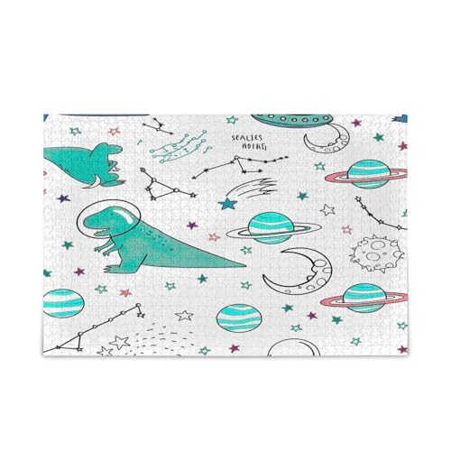 Grüner Dinosaurier-Kawaii-Holzpuzzle für Erwachsene, 500 Teile, Puzzle für Familie, 50 x 37 cm Grüner Dinosaurier-Kawaii-Holzpuzzle für Erwachsene, 500 Teile, Puzzle für Familie, 50 x 37 cm von RPLIFE