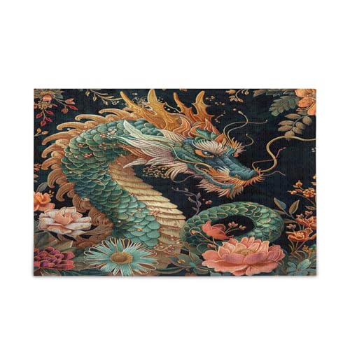 Grüner Drache Vintage Chinesische Blumen Erwachsene Holzpuzzles Schöne Puzzles für Erwachsene 500 Teile Puzzle für Familie 20,5 × 14,22,9 cm Grüner Drache Vintage Chinesische Blumen Erwachsene Holzpuzzles Schöne Puzzles für Erwachsene 500 Teile Puzzle für Familie 20,5 × 14,22,9 cm von RPLIFE