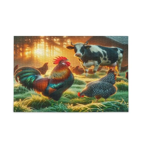 Hahn Henne Milch Kuh Holzpuzzles Gedankenspiele für Erwachsene 500 Teile Puzzle für Familie 20,5 × 14,22,9 cm Hahn Henne Milch Kuh Holzpuzzles Gedankenspiele für Erwachsene 500 Teile Puzzle für Familie 20,5 × 14,22,9 cm von RPLIFE