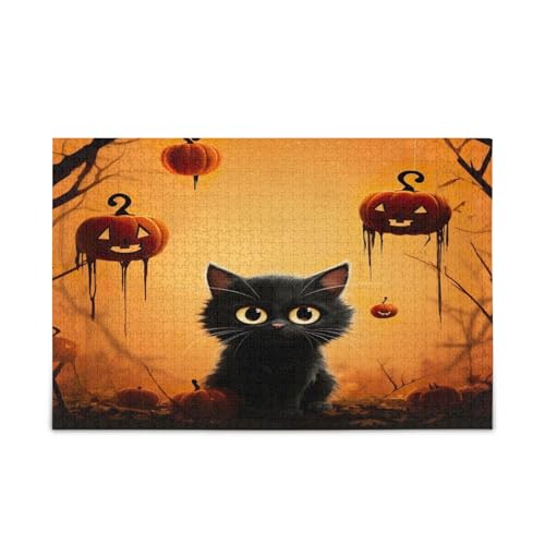 Halloween-Kürbis-Holz-Puzzle, Puzzle, 1000 Teile, 75 x 50 cm von RPLIFE