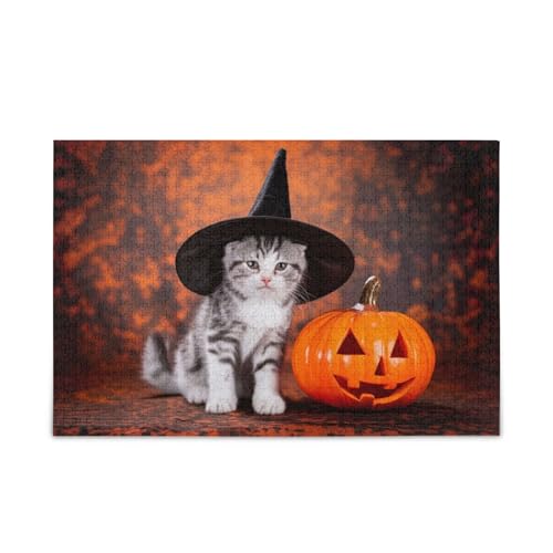Halloween-Kürbis-Puzzles für Familie, 500 Teile, 50 x 37 cm von RPLIFE