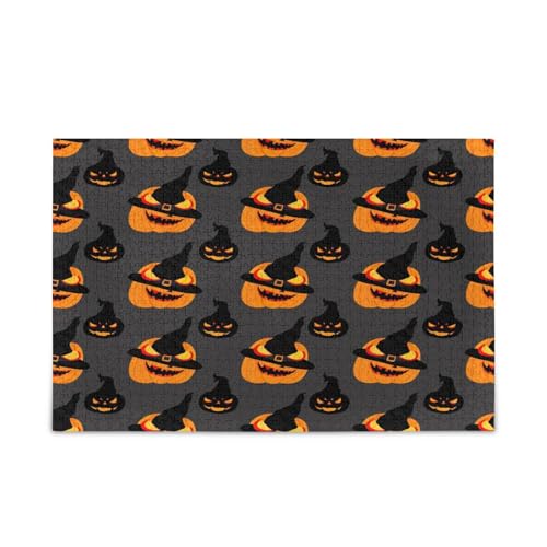 Halloween-Kürbisse, schwarze Holzpuzzles, einzigartige Puzzles für Erwachsene, 1000 Teile, Puzzle für Erwachsene, 29,5 × 19,78 cm von RPLIFE