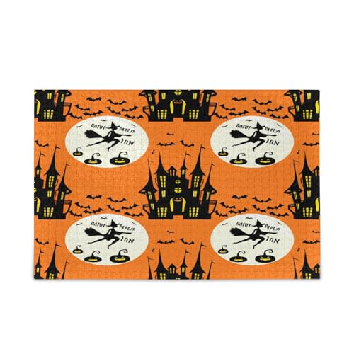 Halloween-Spukhäuser-Holz-Puzzle, einzigartige Puzzles, 500 Teile, Puzzle für Erwachsene, 50,5 x 37,8 cm von RPLIFE