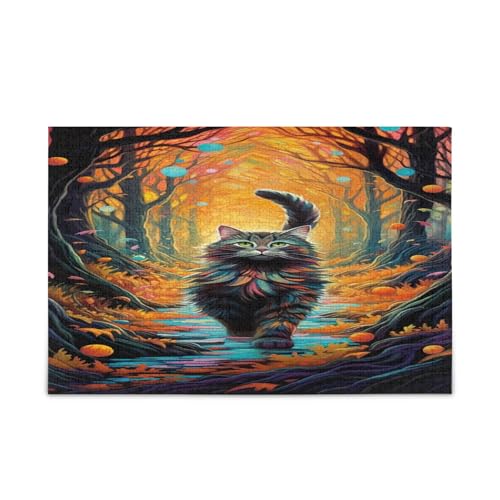 Herbstlaufende Katze Erwachsene Holzpuzzles Schönes Puzzle 500 Teile Puzzle für Familie 20,5 × 14,22,9 cm Herbstlaufende Katze Erwachsene Holzpuzzles Schönes Puzzle 500 Teile Puzzle für Familie 20,5 × 14,22,9 cm von RPLIFE