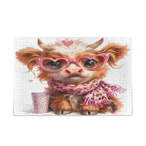 Highland Cow Pink Leopard Jigsaw Puzzles Pretty Puzzles 1000 Pieces Puzzle for Family 29.5×19.17.8 cm Highland Cow Pink Leopard Jigsaw Puzzles Pretty Puzzles 1000 Pieces Puzzle for Family 29.5×19.17.8 cm von RPLIFE