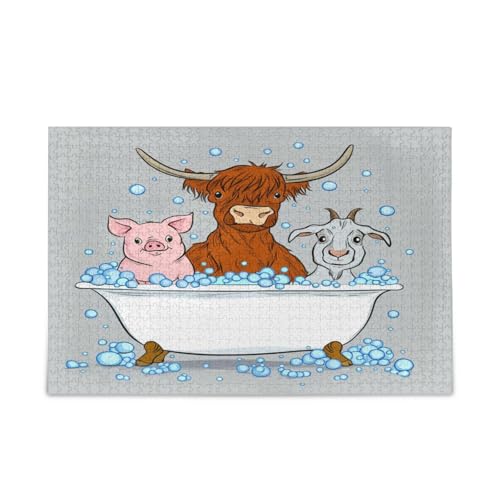 Highland Cow Puzzle für Erwachsene, einzigartiges Puzzle, 500 Teile, Puzzle für Erwachsene, 20,5 × 14,22,9 cm von RPLIFE