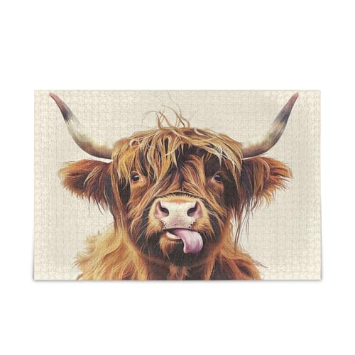 Highland Cow Tongue Sticking Adult Wooden Jigsaw Puzzles Puzzle Toy 500 Pieces Puzzle for Family 20.5×14.22.9 cm Highland Cow Tongue Sticking Adult Wooden Jigsaw Puzzles Puzzle Toy 500 Pieces Puzzle for Family 20.5×14.22.9 cm von RPLIFE