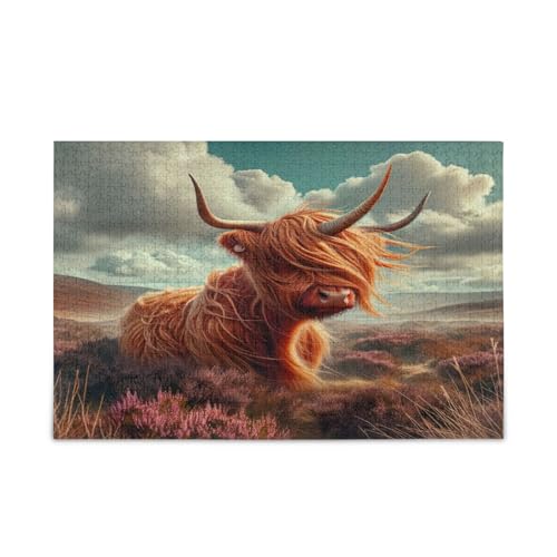 Highland Cow Unicorn Puzzles Picture Puzzles 500 Pieces Puzzle for Family 20.5×14.22.9 cm von RPLIFE