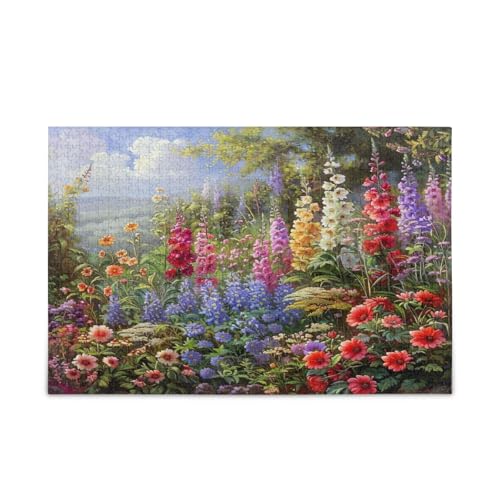 Holz-Puzzle, Gemälde, Blumengarten, Familienpuzzle, 500 Teile, 50 x 37 cm von RPLIFE