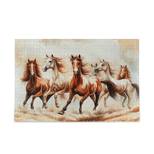 Holz-Puzzle, Vintage-Puzzle, Laufpferde, hübsche Puzzles, 500 Teile, Puzzle für Familie, 50 x 37 cm Holz-Puzzle, Vintage-Puzzle, Laufpferde, hübsche Puzzles, 500 Teile, Puzzle für Familie, 50 x 37 cm von RPLIFE
