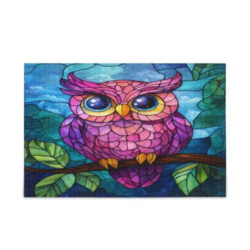 Holz-Puzzles mit Eulen-Motiv, Buntglas, 1000 Stück, 75 x 50 cm Holz-Puzzles mit Eulen-Motiv, Buntglas, 1000 Stück, 75 x 50 cm von RPLIFE