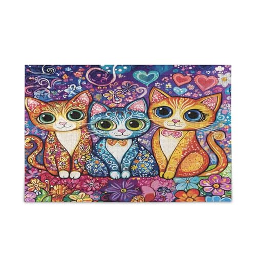 Holz-Puzzles mit Katzenaugen für Erwachsene, 500 Teile, 50 x 37 cm von RPLIFE