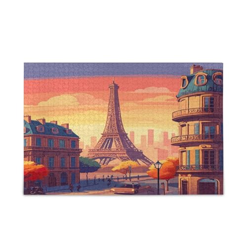 Holzpuzzle Eiffelturm Paris Stadt Sonnenuntergang Einzigartige Puzzles 500 Teile Puzzle für Erwachsene 20,5 × 14,22,9 cm Holzpuzzle Eiffelturm Paris Stadt Sonnenuntergang Einzigartige Puzzles 500 Teile Puzzle für Erwachsene 20,5 × 14,22,9 cm von RPLIFE