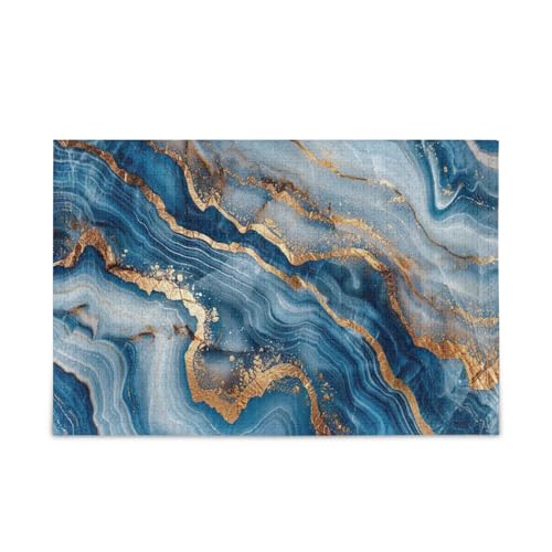 Holzpuzzle für Erwachsene, Blau, Gold, Marmor, 1000 Teile, 75 x 50 cm Holzpuzzle für Erwachsene, Blau, Gold, Marmor, 1000 Teile, 75 x 50 cm von RPLIFE
