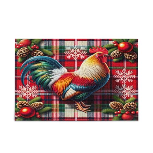 Holzpuzzle für Erwachsene, Motiv: Hahn mit rotem Schottenkaro, Holzpuzzle für Erwachsene, 1000 Teile, Puzzle für Familie, 74 x 50 cm Holzpuzzle für Erwachsene, Motiv: Hahn mit rotem Schottenkaro, Holzpuzzle für Erwachsene, 1000 Teile, Puzzle für Familie, 74 x 50 cm von RPLIFE