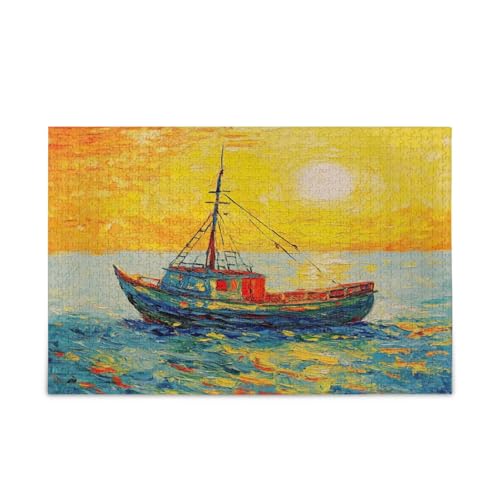 Holzpuzzle für Erwachsene, Motiv: Sonnenuntergang, Ölgemälde, 500 Teile, Puzzle für Familie, 50 x 37 cm Holzpuzzle für Erwachsene, Motiv: Sonnenuntergang, Ölgemälde, 500 Teile, Puzzle für Familie, 50 x 37 cm von RPLIFE
