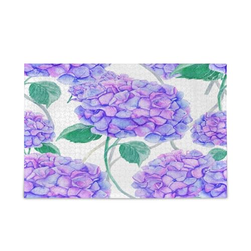 Holzpuzzle für Erwachsene, Wasserfarben, Hortensien, Blumen, Holzpuzzle für Erwachsene, 500 Teile, Puzzle für Familie, 50 x 37 cm Holzpuzzle für Erwachsene, Wasserfarben, Hortensien, Blumen, Holzpuzzle für Erwachsene, 500 Teile, Puzzle für Familie, 50 x 37 cm von RPLIFE
