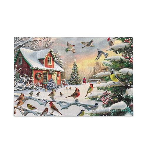 Holzpuzzle für Erwachsene, Weihnachtshütte, 1000 Teile, 75 x 50 cm von RPLIFE