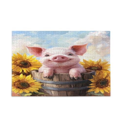 Holzpuzzle für Erwachsene, süßes Schwein, Holzpuzzle für Erwachsene, 1000 Teile, Puzzle für Familie, 74 x 70 cm Holzpuzzle für Erwachsene, süßes Schwein, Holzpuzzle für Erwachsene, 1000 Teile, Puzzle für Familie, 74 x 70 cm von RPLIFE