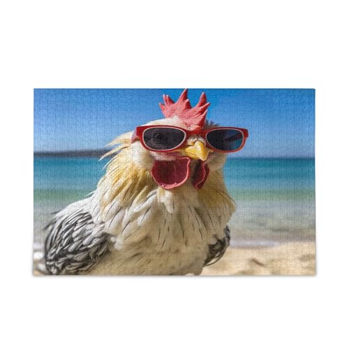Holzpuzzle mit Buchstaben auf der Rückseite, Hühnerstrand, 1000 Teile, Puzzle für Familie, 74 x 70 cm Holzpuzzle mit Buchstaben auf der Rückseite, Hühnerstrand, 1000 Teile, Puzzle für Familie, 74 x 70 cm von RPLIFE