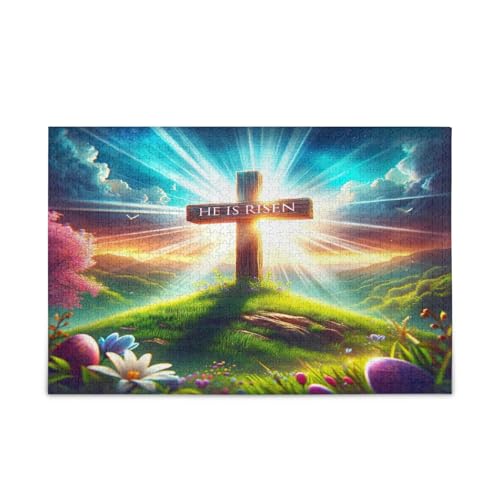 Holzpuzzle mit Osterkreuz "He is Risen", Holzpuzzle für Erwachsene, 500 Teile, Puzzle für Familie, 50 x 37 cm Holzpuzzle mit Osterkreuz "He is Risen", Holzpuzzle für Erwachsene, 500 Teile, Puzzle für Familie, 50 x 37 cm von RPLIFE