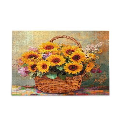 Holzpuzzle mit Sonnenblumen, Vintage-Stil, 500 Teile, für Erwachsene, 50 x 37 cm Holzpuzzle mit Sonnenblumen, Vintage-Stil, 500 Teile, für Erwachsene, 50 x 37 cm von RPLIFE