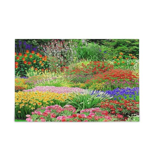 Holzpuzzle mit Vintage-Blumen, Holzpuzzles, 1000 Teile, Puzzle für Familie, 74 x 70 cm von RPLIFE