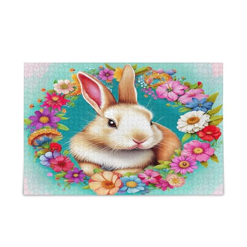 Holzpuzzle mit niedlichem Kaninchen-Blumenmuster, für Erwachsene, 500 Teile, Puzzle für Familie, 50 x 37 cm Holzpuzzle mit niedlichem Kaninchen-Blumenmuster, für Erwachsene, 500 Teile, Puzzle für Familie, 50 x 37 cm von RPLIFE