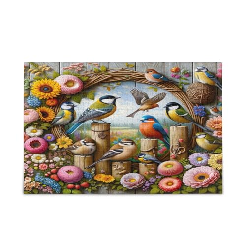 Holzpuzzle mit schönen Blumen und Vögeln, Familienpuzzle, 1000 Teile, 74 x 70 cm Holzpuzzle mit schönen Blumen und Vögeln, Familienpuzzle, 1000 Teile, 74 x 70 cm von RPLIFE