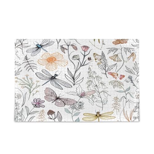 Holzpuzzle mit weichem Blumenmotiv und Insekten, Weiß, für Erwachsene, 500 Teile, Puzzle für Familie, 50 x 37 cm Holzpuzzle mit weichem Blumenmotiv und Insekten, Weiß, für Erwachsene, 500 Teile, Puzzle für Familie, 50 x 37 cm von RPLIFE