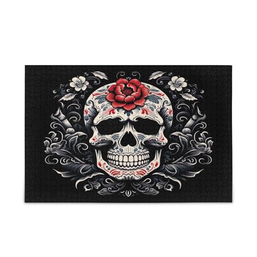 Holzpuzzle mit weißem Totenkopf, dunkle Holzpuzzles für Erwachsene, 1000 Teile, Puzzle für Familie, 74 x 70 cm Holzpuzzle mit weißem Totenkopf, dunkle Holzpuzzles für Erwachsene, 1000 Teile, Puzzle für Familie, 74 x 70 cm von RPLIFE