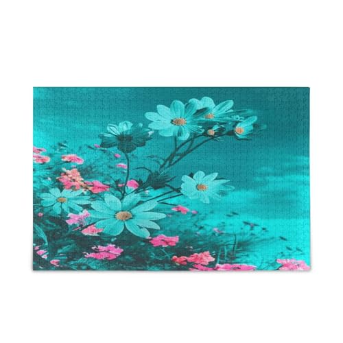 Holzpuzzles mit blaugrünen rosa Blumen, hübsche Puzzles, 1000 Teile, Puzzle für Familie, 74 x 70 cm Holzpuzzles mit blaugrünen rosa Blumen, hübsche Puzzles, 1000 Teile, Puzzle für Familie, 74 x 70 cm von RPLIFE