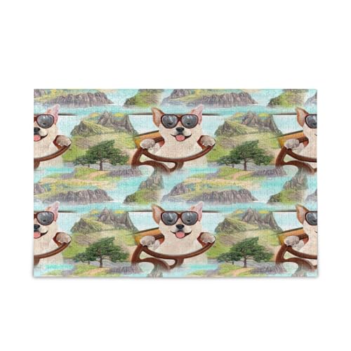 Hund mit Sonnenbrille für Erwachsene, einzigartige Puzzles, 500 Teile, Puzzle für Erwachsene, 50 x 37 cm Hund mit Sonnenbrille für Erwachsene, einzigartige Puzzles, 500 Teile, Puzzle für Erwachsene, 50 x 37 cm von RPLIFE