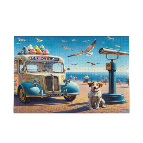 Hunde-Sommer-Eiscreme-Puzzle, hübsche Puzzles, 500 Teile, Puzzle für Familie, 50 x 37 cm Hunde-Sommer-Eiscreme-Puzzle, hübsche Puzzles, 500 Teile, Puzzle für Familie, 50 x 37 cm von RPLIFE