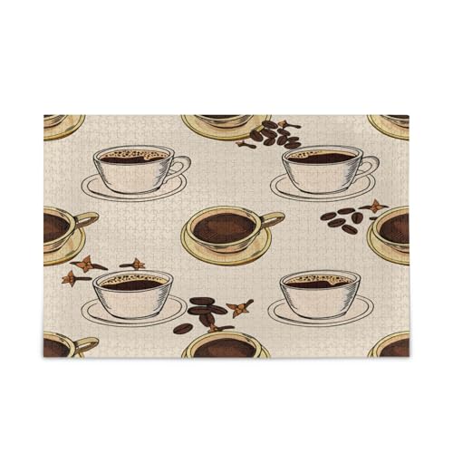 Kaffeetassen, Beige, Puzzle, schöne Puzzles für Erwachsene, 1000 Teile, Puzzle für Familie, 74 x 70 cm von RPLIFE