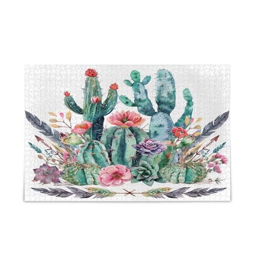 Kakteen, Sukkulenten, Blumen, tropische Holz-Puzzle, hübsche Puzzles, 1000 Teile, Puzzle für Familie, 74 x 50 cm Kakteen, Sukkulenten, Blumen, tropische Holz-Puzzle, hübsche Puzzles, 1000 Teile, Puzzle für Familie, 74 x 50 cm von RPLIFE