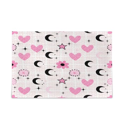 Kawaii Sweet Hearts Pink Adult Wooden Jigsaw Puzzles Wooden Jigsaw Puzzles for Adults 500 Pieces Puzzle for Family 20.5×14.22.9 cm von RPLIFE