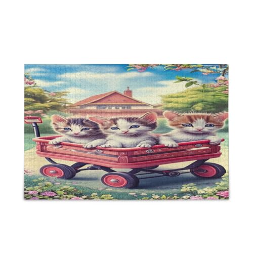 Kittens Wagon Puzzles 1000 Teile, Hübsches Holzpuzzle mit Buchstaben auf der Rückseite, schöne lustige Puzzles für Erwachsene oder Familie Kittens Wagon Puzzles 1000 Teile, Hübsches Holzpuzzle mit Buchstaben auf der Rückseite, schöne lustige Puzzles für Erwachsene oder Familie von RPLIFE