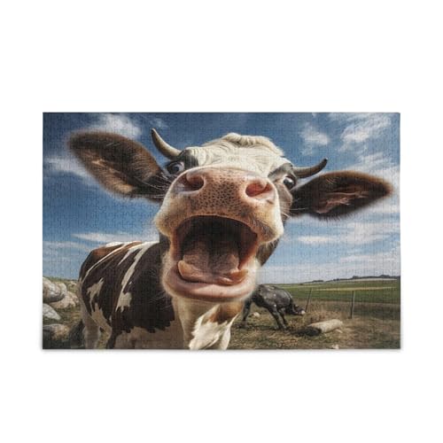 Kuh-Porträt, lustige Holz-Puzzles für Familie, 1000 Teile, 29,5 x 19,78 cm Kuh-Porträt, lustige Holz-Puzzles für Familie, 1000 Teile, 29,5 x 19,78 cm von RPLIFE