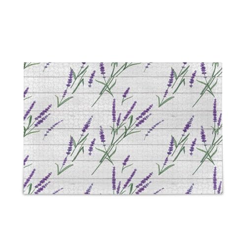 Lavender Rustikales weißes Erwachsenen-Puzzle, einzigartige Puzzle, 1000 Teile, Puzzle für Erwachsene, 74 x 70 cm von RPLIFE