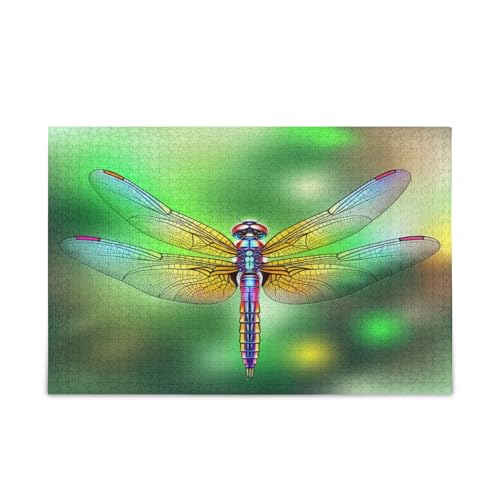 Lebendige Libelle, leuchtendes grünes Holzpuzzle für Familie, 500 Teile, 50 x 37 cm Lebendige Libelle, leuchtendes grünes Holzpuzzle für Familie, 500 Teile, 50 x 37 cm von RPLIFE