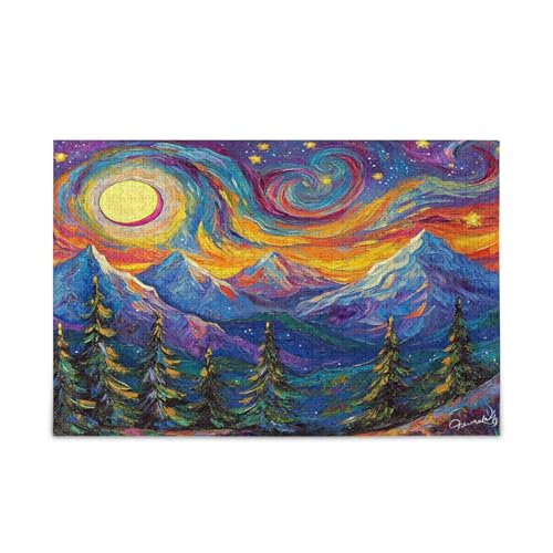 Lebendige bunte Berge, Sternennacht, Erwachsenenpuzzle, Bildpuzzle für Familie, 500 Teile, Puzzle für Familie, 50,5 x 37,8 cm Lebendige bunte Berge, Sternennacht, Erwachsenenpuzzle, Bildpuzzle für Familie, 500 Teile, Puzzle für Familie, 50,5 x 37,8 cm von RPLIFE