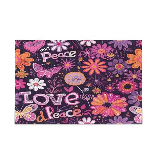 Lila Hippie Blumen Erwachsene Puzzle Lustige Puzzles 500 Teile Puzzle für Familie 20,5 × 14,22,9 cm von RPLIFE