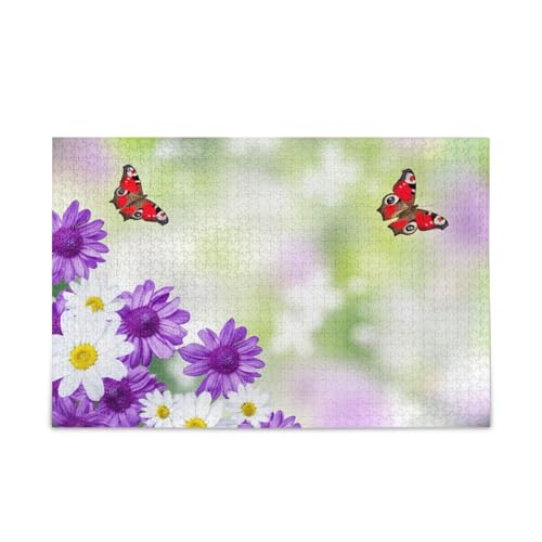 Lila weiße Blumen Schmetterlinge Erwachsene Holzpuzzles Bilderpuzzle 500 Teile Puzzle für Familie 20,5 × 14,22,9 cm Lila weiße Blumen Schmetterlinge Erwachsene Holzpuzzles Bilderpuzzle 500 Teile Puzzle für Familie 20,5 × 14,22,9 cm von RPLIFE