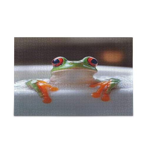 Lustige Frosch-Puzzles Gehirnspiel, 1000 Teile, Puzzle für Familie, 74 x 70 cm von RPLIFE