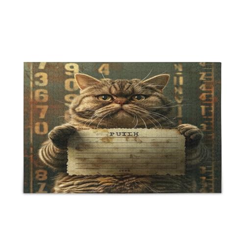 Lustige Katze hält Papier Holz Puzzle Schöne Puzzles für Erwachsene 500 Teile Puzzle für Familie 20,5 × 14,22,9 cm Lustige Katze hält Papier Holz Puzzle Schöne Puzzles für Erwachsene 500 Teile Puzzle für Familie 20,5 × 14,22,9 cm von RPLIFE