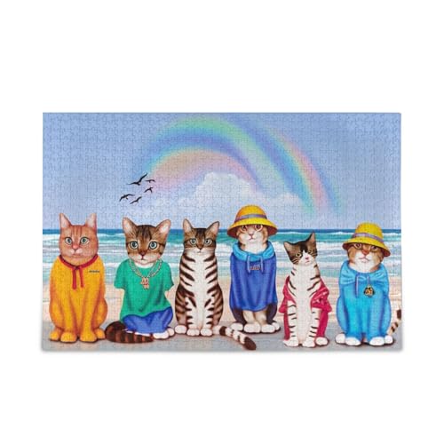Lustige Katzen Tiere Strand Erwachsene Puzzle Puzzle Spielzeug 500 Teile Puzzle für Familie 20,5 × 14,22,9 cm Lustige Katzen Tiere Strand Erwachsene Puzzle Puzzle Spielzeug 500 Teile Puzzle für Familie 20,5 × 14,22,9 cm von RPLIFE